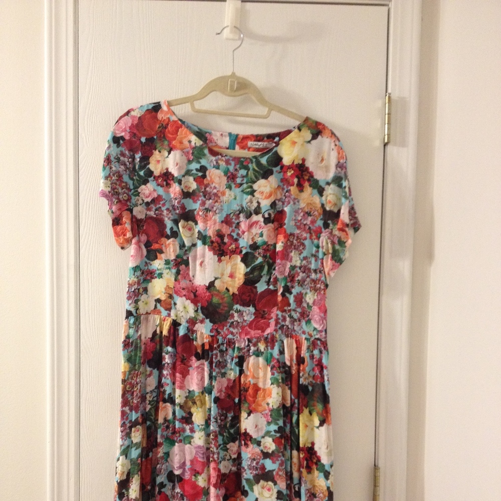 Multi Floral Bright Colors Summer Dress